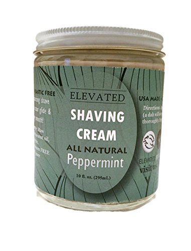 ELEVATED (by TAYLOR'S) All Natural Women's Shaving Cream | Aluminum Free • Paraben Free • Plastic Free | Glass Jar - Made in the USA! (10 Ounce, Mint)