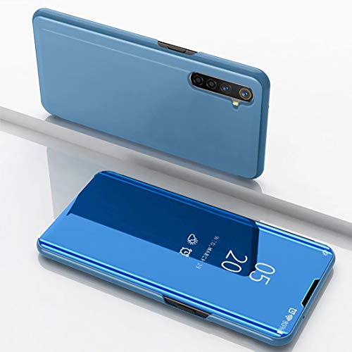 Image of Clear View Smart Stand Mirror Flip Case Cover for OnePlus Nord - Blue