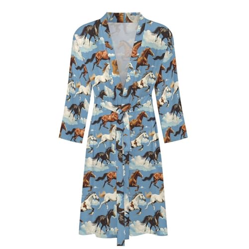 Horse Racing Funny Men's Robe Soft Lightweight Bathrobe Long-sleeve Spa Robes4