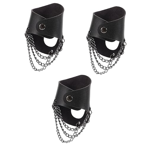 BESPORTBLE 3pcs Men's Women's Fingerless Gloves Fashionable Fishnet Rhinestone Steampunk Leather Gloves