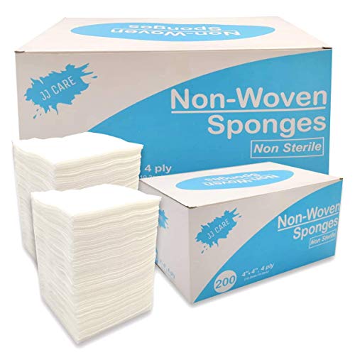 [40% Thicker] 4x4 inches Non Woven Gauze Sponge 200 Count, 4-Ply Non-sterile, Medical