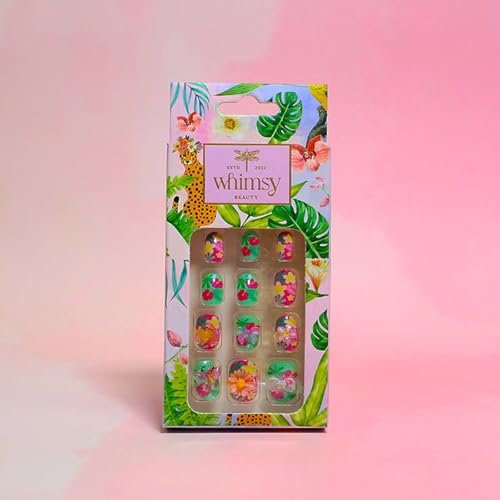 Image of Whimsy Beauty Kids Press-On Nails - Reusable Lightweight & Long-Lasting Design | Easy to Apply & Remove Quick-Fix Nails | 24 Pieces | Ages 4-16 (Floral Design)