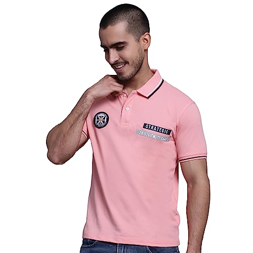 Image of Cantabil Men Cotton Blend Polo Neck Half Sleeve Solid T-Shirt (P MTSH00248)