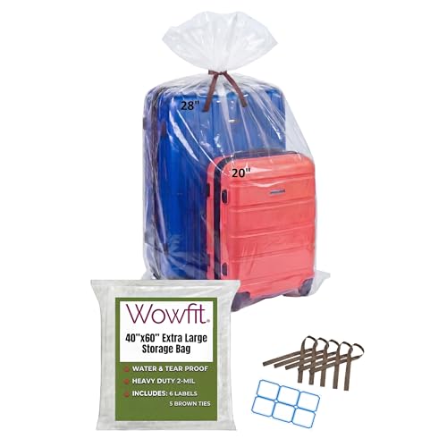 Wowfit 5 CT 40x60 inches Extra Large Clear Plastic Bags...