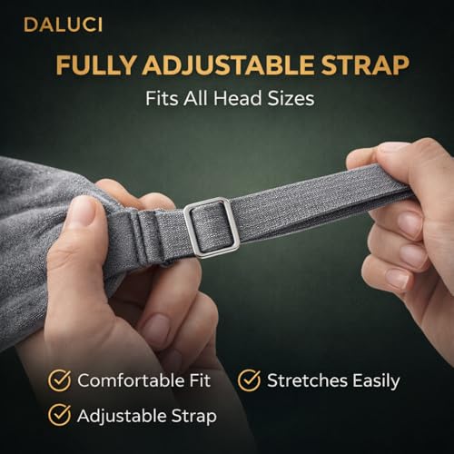 Image of DALUCI Silk Eye Mask for Sleeping - Super Soft Blackout Sleep Mask with Adjustable Strap | Comfortable Blindfold for Travel, Night, Nap | Eye Mask for Men & Women (Grey, One Size)
