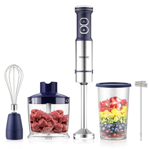 YISSVIC Hand Blender 1200W 5 In 1 Immersion Blender 12 Speed Stick Blender with 500ml Food Grinder...
