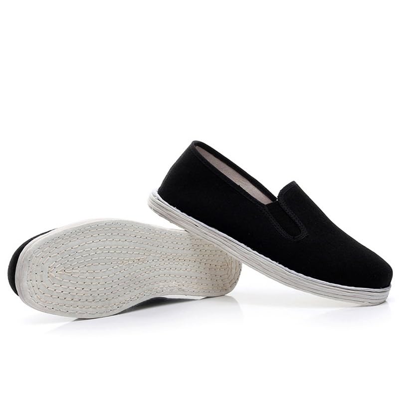 VOODUE Kung Fu Shoes Black Multi-Layer Cotton Sole Manual Shaolin Monk Wushu Training Shoes Tai Chi Martial Arts Cloth Shoes Kung Fu Sports Sneakers (Color : Black, Size : 36 EU)