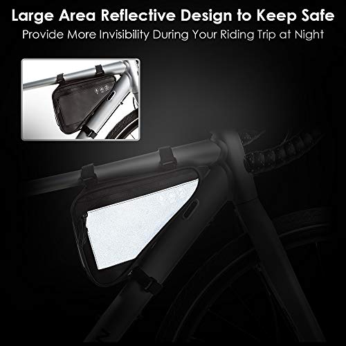 Wotow QJBK-C1 Bike Frame Storage Bag, Water Resistant Reflective Bicycle Triangle Bag With Two Side Pockets, Strap-On Under Seat Tool Accessories Pouch thumb #3