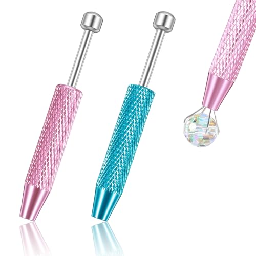 Lot de 2 pinces à piercing avec 4 griffes - En acier inoxydable - Pour la fabrication de bijoux (bleu + rose)