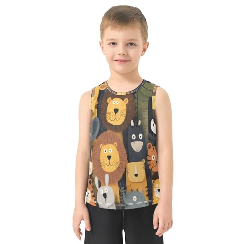 Bolaz Boys Athletic Quick Dry Tank Top Sleeveless Workout T Shirts Age 11-15,Animal Head2