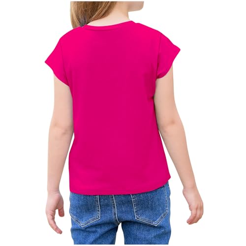 Pink T-Shirts for Girls Kids Toddler Summer Athletic Short Sleeve Casual Basic Crewneck Dressy Elegant Tops Clothing3