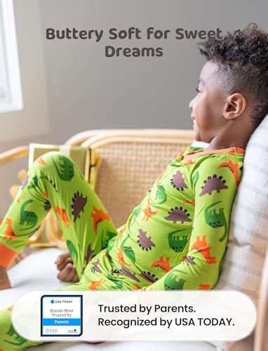 Image of PATPAT Bamboo Viscose Pajama Sets for Toddler Boys & Girls Baby Kids, Ultra-soft Snug fit Pjs Sleepers for Birthday Holiday