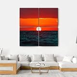ERGO PLUS Painting Pictures Canvas Wall Art Hot Sunset over Baltic Sea Framed Ready to Hang Stretche