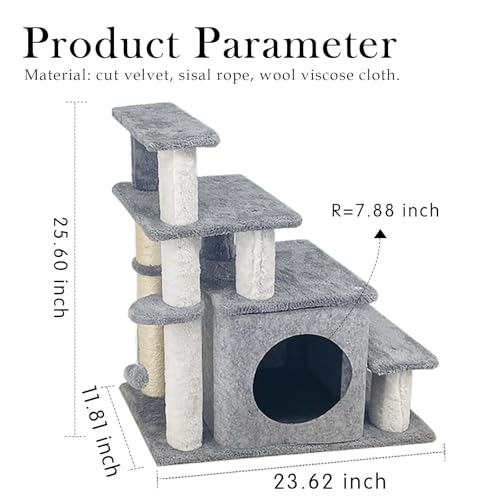 Torre de árbol para gatos con postes para rascar 25.6in miniatura 3
