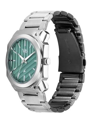 Image of Fastrack Vyb Challenger with Quartz Analog Green Dial Silver Stainless Steel Strap Watch for Men - FV30045SM01W