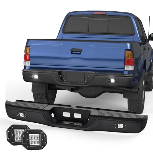KUIPERAUTO Rear Step Bumper W/Step Pad Compatible for 2007 2008 2009 2010 2011 2012 2013 Toyota Tundra w/Packing Sensor Holes Steel Back Bumpers Assembly -Chrome by KUIPERAUTO - Used condition - US$178.55