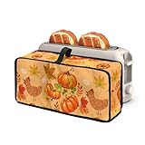 Nuinaserg Thanksgiving Style Toaster Cover 2 Slice Long Slot Fall Pumpkin Toaster Cover with Dustproof Fingerprint Protectors and Greasy Protection Kitchen Appliance Covers