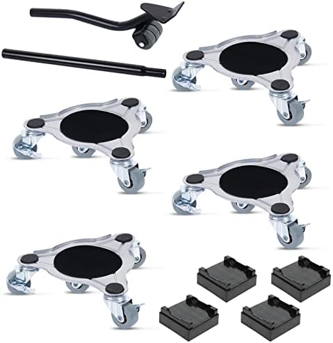 Heavy Furniture Dolly Movers with Lifter Set, Moving Dollies with 360° Rotation,4Pcs 9-Inch Rubber Steel four-Dolly, Easy to Moving Heavy Furniture Load Capacity 1100 Lbs, Suitable for Sofa, Table etc