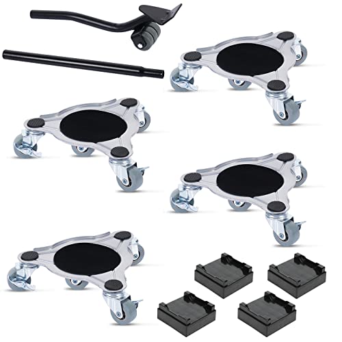 Heavy Furniture Dolly Movers With Lifter Set, Moving Dollies With 360° Rotation,4Pcs 9-Inch Rubber Steel Four-Dolly, Easy To Moving Heavy Furniture Load Capacity 1100 Lbs, Suitable For Sofa, Table Etc #TOP2