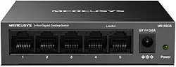 MS105GS: Switch Gigabit de 5 portas MERCUSYS, com auto negociação, Auto-MDI/MDIX, caixa metálica, economia de energia, instalação fácil, plug and play, sem necessidade de configuração.