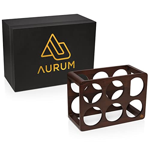 Aurum Wine Rack – 6 Bottle Wooden Wine Racks Countertop – Durable Black Walnut Wooden Wine Stand For Kitchen, Cellar, Office, Bar – Luxurious Wine Bottle Storage For Standard Bottles Holder Stand #TOP3