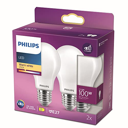 Philips LED Classic E27 Filament Lampen (100 W), matte LED Lampen mit warmweißem Licht, energiesparende LED Beleuchtung mit langer Nutzlebensdauer, Warmweiß