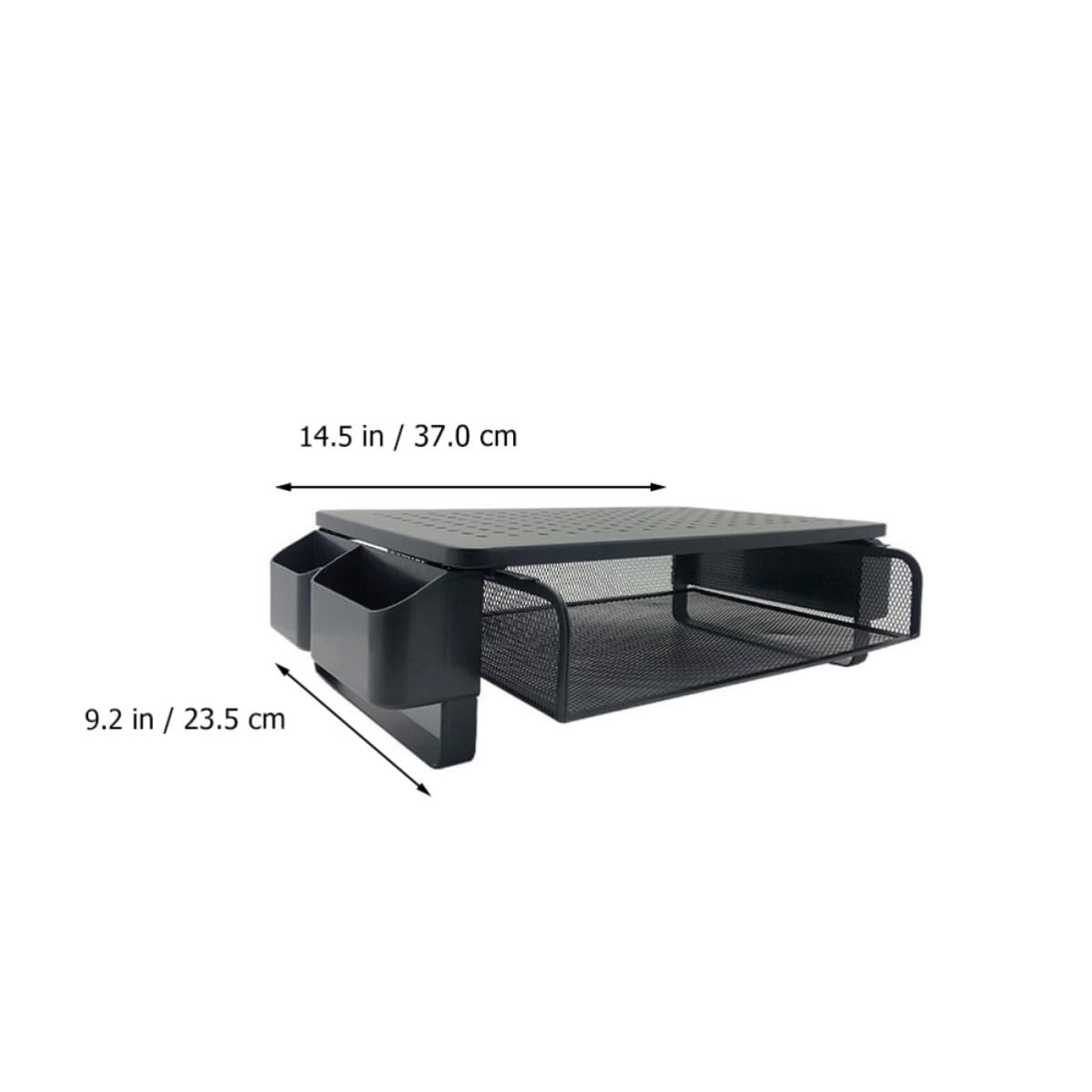 CALLARON Soporte para Monitor, Estante Elevado para Computadora Portátil, Hierro, Panel de Malla Orificios, Negro, Capacidad de Carga Máxima 20kg, Protege las Vértebras Lumbares