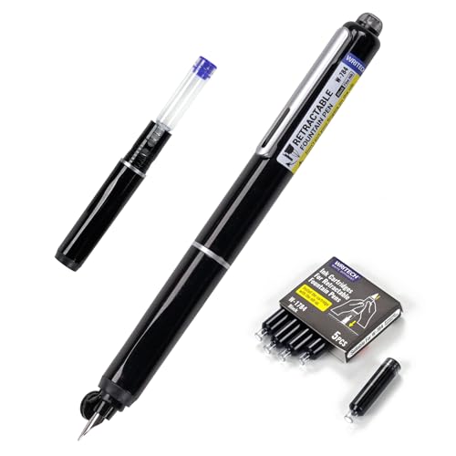 WRITECH Retractable Fountain Pen Set: Fine Nib Black...