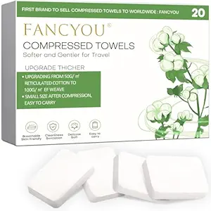 Fancyou Compressed Disposable Face Towel Large,Soft Facial Cleansing Cloths Towelettes,Thicken Washcloth Compact Portable Wash Cotton Wipes Tablets for Beauty Salon,Personal Care,Travel(20PCS Green)