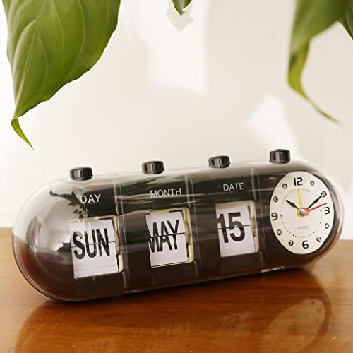 Image of MYADDICTION Plastic Creative Digital Manual Flip Down Clock Desk Stand Page Quartz Clock Black Home & Garden | Home D?cor | Clocks | Alarm Clocks, 26.5 x 9 Cm