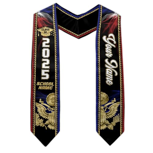MonkeyVan Personalized USA Graduation Sash, Class of 2025 American Flag Stole Custom Stole for College High School University M1