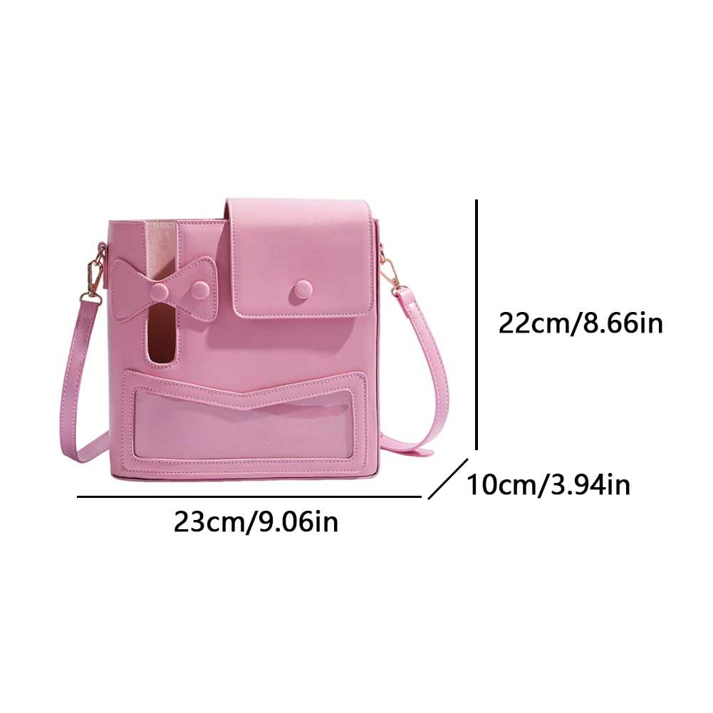 Kobietowa torba na nośnik butelek z kieszonką, torba crossbody PU skóra