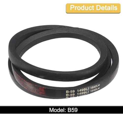 Image of Uxcell 3 Pack B59 Classic Wrapped V-Belt, 62 inch Outside Circumference, Black Rubber Industrial Timing Belt for Machinery Equipment