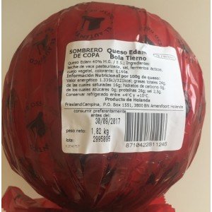 Queso de bola edam tierno Sombrero de copa 1,900 kg.