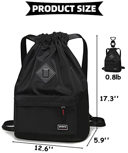 Peicees Waterproof Drawstring Sport Bag Lightweight Sackpack Backpack For Men And Women(Black) #TOP5