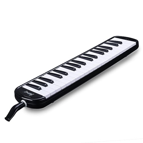 Image of Juarez 37 Key Melodica Musical Instrument Soprano Air Piano Keyboard Pianica with Carrying Bag, 1 Soft Long Tube, 1 Mouthpiece, Wipe Cloth, Black