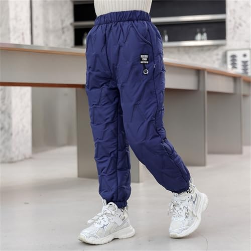 Kids Boys Girls Winter Snow Pants Thick Warm Fleece Lined Down Pant Toddler Solid Snowpants Elastic Waist Trousers2