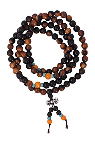 Mandala Crafts Natural Wood Mala Beads Necklace â€“ Japa Mala Beads 108 Necklace â€“ 108 Mala Beads Bracelet Mala Prayer Beads Necklace for Men Women Mala Meditation Beads Poplar