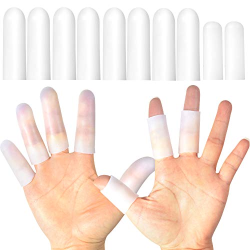 HioIoiH Silicone Finger Protectors for Man, 10 Pack Gel Finger Cots & Protector,Relief from Pain of Finger Tips Cracked, Arthritis