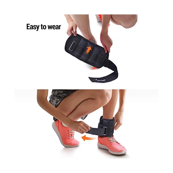 Sportneer Adjustable Weighted Ankle Weights Set 1 Pair 2 4 6 8 10 Lbs Leg Weight Straps for Women Men for Gym,Fitness, Workout,Walking, Jogging,1-5 lbs for Each Ankle, 1 Pair 2-10 lbs (Black)