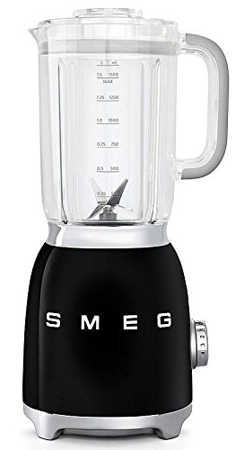 Smeg BLF01BLUS Retro Style Blender with 6 Cups Tritan BPA-Free Jug, Detachable Stainless Steel Dual Blades, Overload Motor Protection, 4 Speeds and 3 Preset Programs in Black