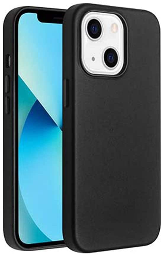 Coque iPhone 13 Mini en cuir véritable noir chic et antichoc