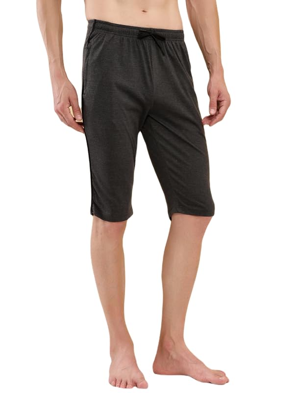 Polycotton Shorts for Men | Regular Fit | Jersey Capri with Side Piping | Elasticated | 2 Sided Pockets | Solid | Knee Length Bermuda Short | Ideal for Casual Outings-image-31