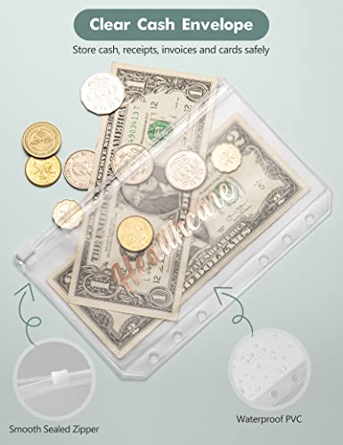 Image of A6 Budget Binder for Money Saving, PU Leather Budget Planner with 8 Cash Envelopes, Budget Sheets & Rose Gold Category Stickers, Money Organizer for Cash (Red Cherry)