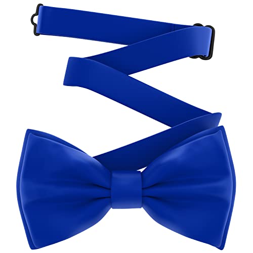 Adam Young Boy's Electric Blue Bow Tie Pre-Tied Style Formal Satin Classic Bowtie for Tuxedo Faux Silk (Medium, Royal Blue)