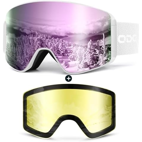 Odoland Ski Goggles Set with Detachable Lens Cover