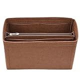 SHINLAD 高級バッグ専用 フェルト バッグインバッグ インナーバッグ 自立 軽量 bag in bag (Medium（横30cm 縦19cm 幅15cm）, Coffee-Middle Zipper)