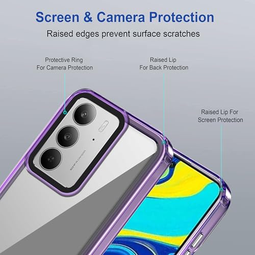 Image of Zapcase Back Case Cover for Poco M7 5G | Compatible for Poco M7 5G Back Cover | Case Cover with Camera Protection | (TPU + PC | Translucent Purple)