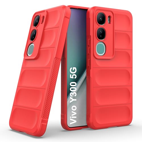 Image of amazon basics Back Case Cover for Vivo Y300 5G | Compatible for Vivo Y300 5G Back Cover | Liquid Silicon Magic Case with Camera Protection | Red