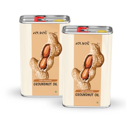 Image of Nune Virgin Organic Cold Pressed Groundnut Oil - 10 Litre 100% Pure Natural & Certified Unrefined Cooking Oil | Rich Aroma & Real Flavoured Oil (Pack of two 5L)